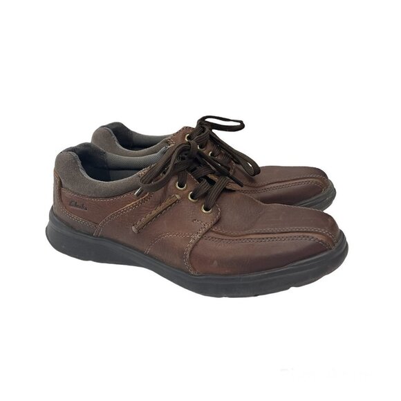 Clarks Cotrell Brown Leather Oxford Business Casual Dress Shoes Mens size 7 - Picture 1 of 8